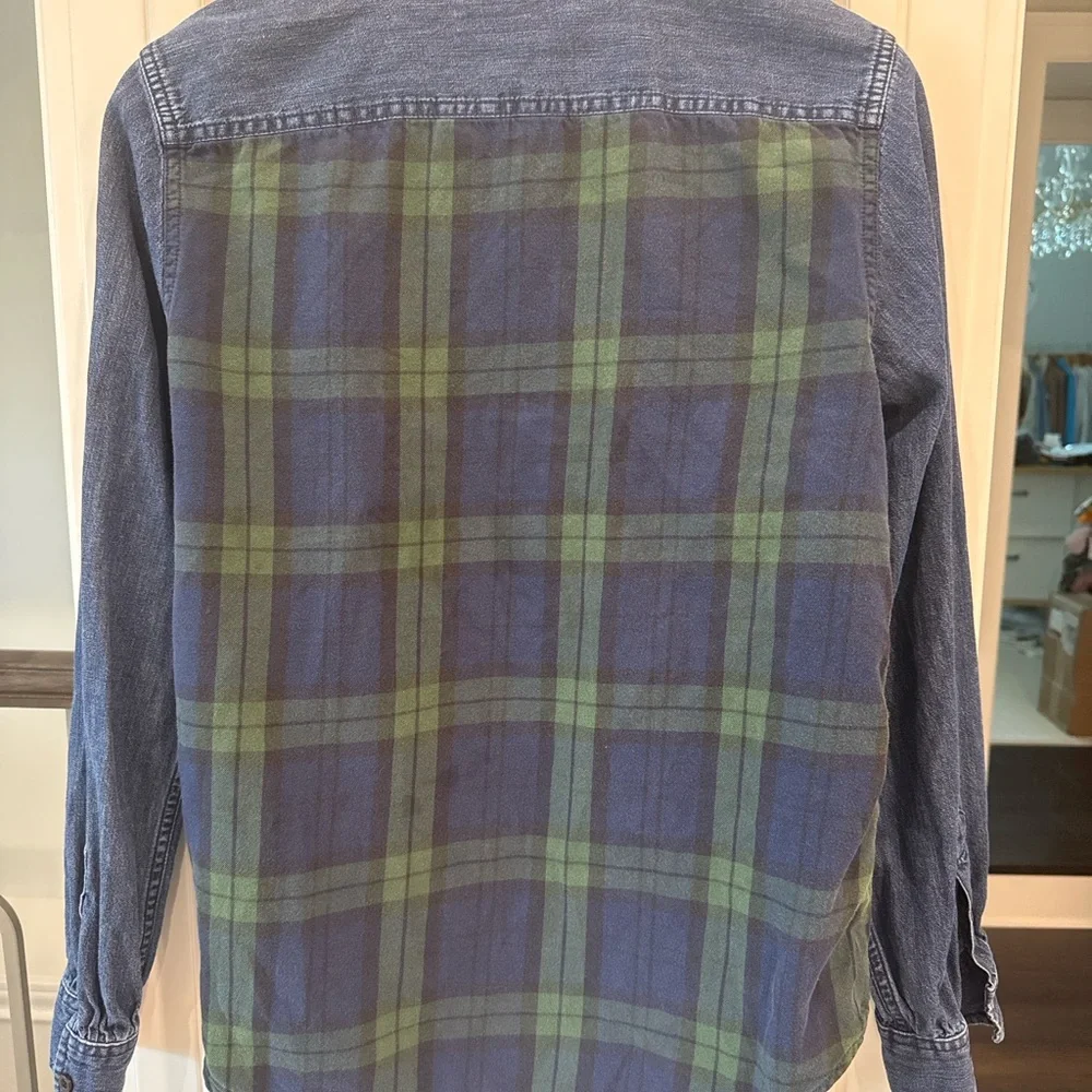 Lauren Ralph Lauren Denim Plaid Back Crest Button-Up Shirt